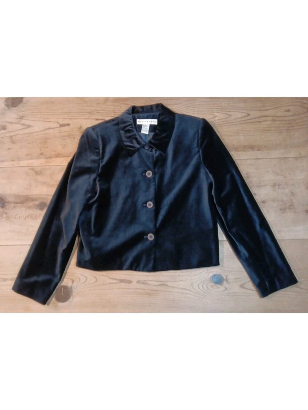 Vtg Apostrophe Velvet Jacket Women 12 Black Blazer Velour Luxury Button Collared